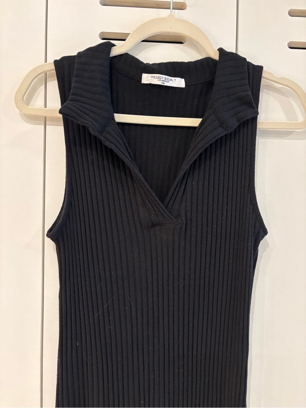 Project Social T Black Ribbed Sleeveless Polo Maxi Dress